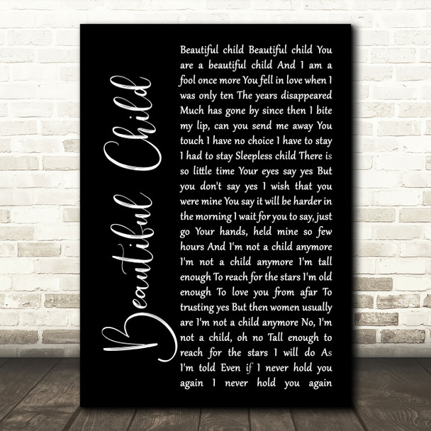 Fleetwood Mac Beautiful Child Black Script Song Lyric Music Print