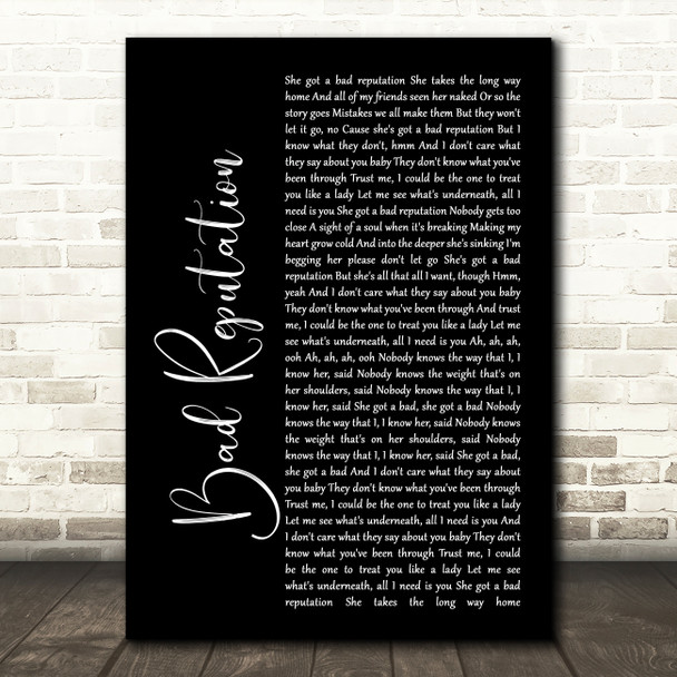 Shawn Mendes Bad Reputation Black Script Song Lyric Music Print