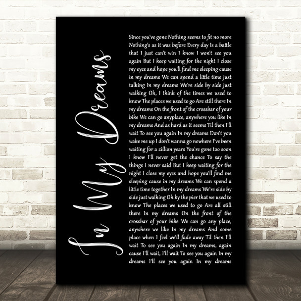 James Morrison In My Dreams Black Script Song Lyric Music Print