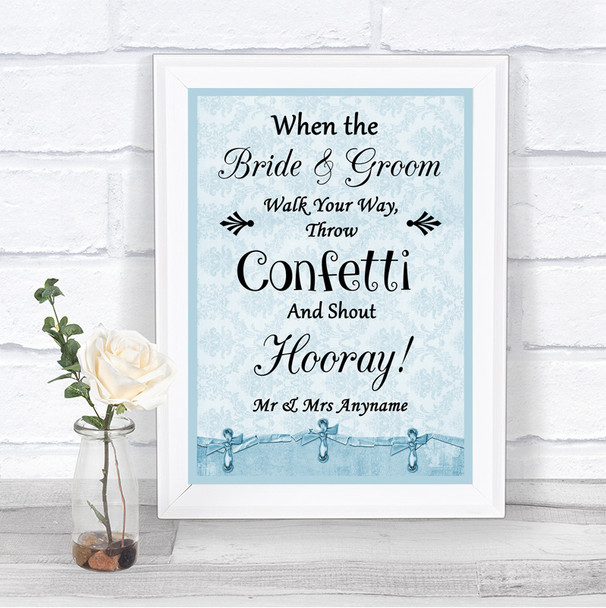 Blue Shabby Chic Confetti Personalized Wedding Sign