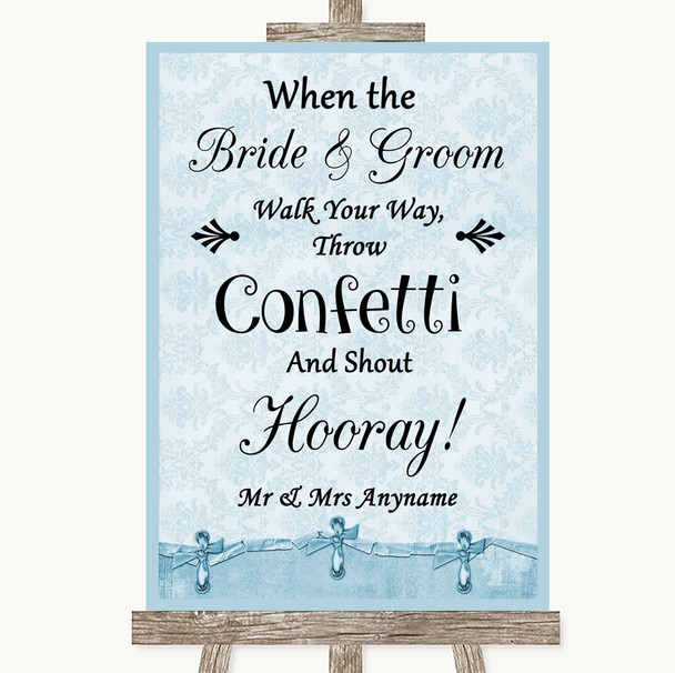Blue Shabby Chic Confetti Personalized Wedding Sign