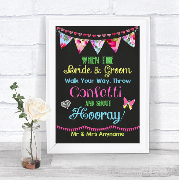 Bright Bunting Chalk Confetti Personalized Wedding Sign