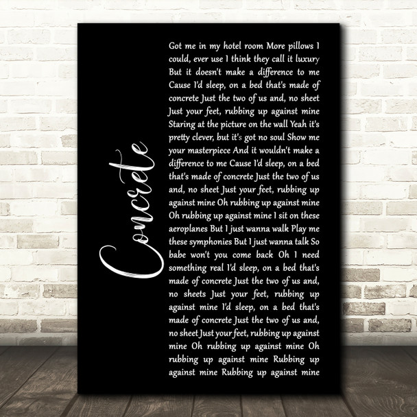 Tom Odell Concrete Black Script Song Lyric Music Print