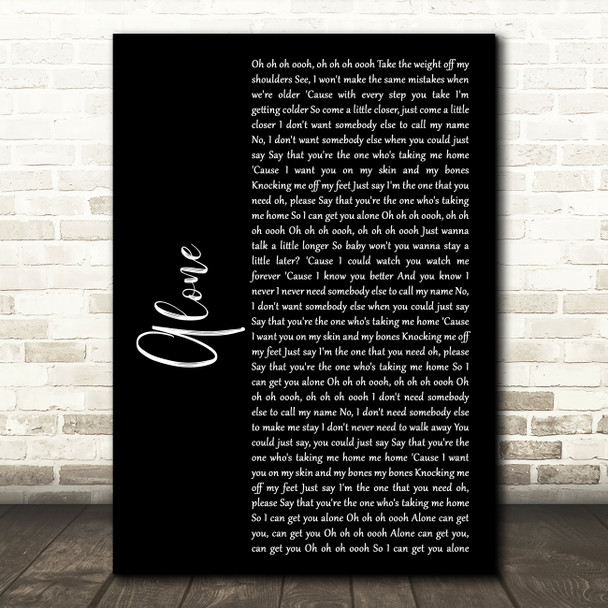 Jessie Ware Alone Black Script Song Lyric Music Print