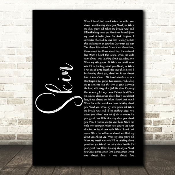 Rag'n'Bone Man Skin Black Script Song Lyric Music Print