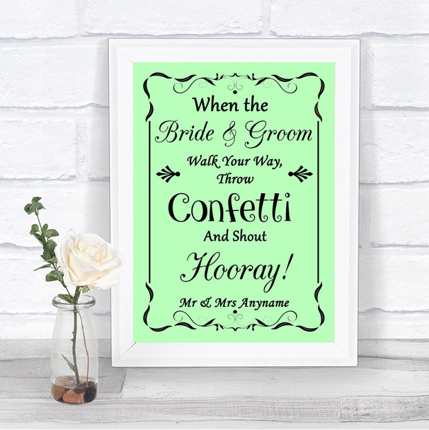 Green Confetti Personalized Wedding Sign