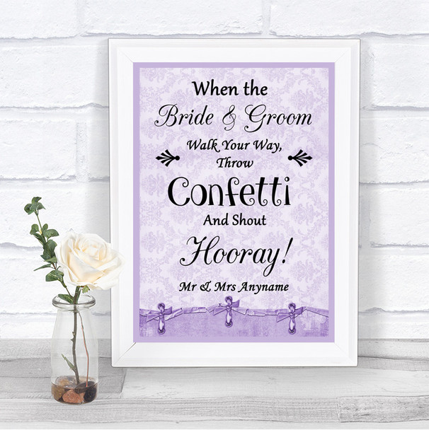 Lilac Shabby Chic Confetti Personalized Wedding Sign