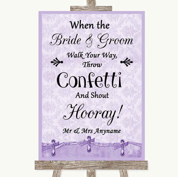 Lilac Shabby Chic Confetti Personalized Wedding Sign