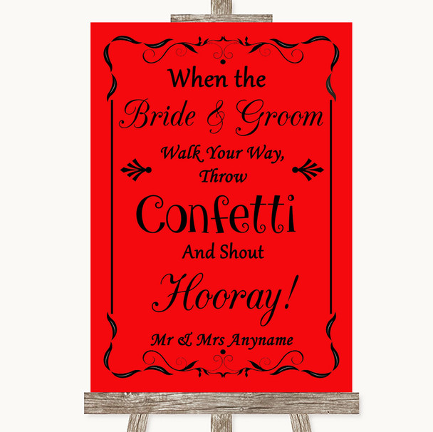 Red Confetti Personalized Wedding Sign