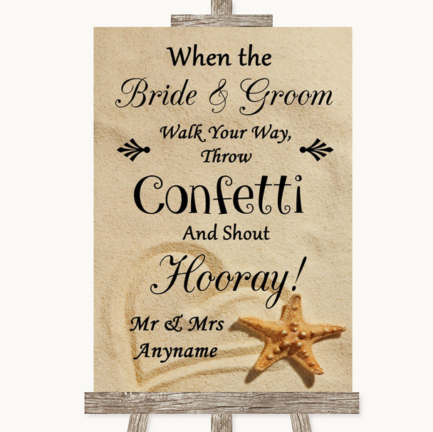 Sandy Beach Confetti Personalized Wedding Sign
