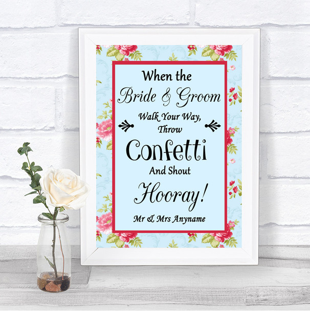 Shabby Chic Floral Confetti Personalized Wedding Sign