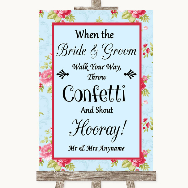 Shabby Chic Floral Confetti Personalized Wedding Sign