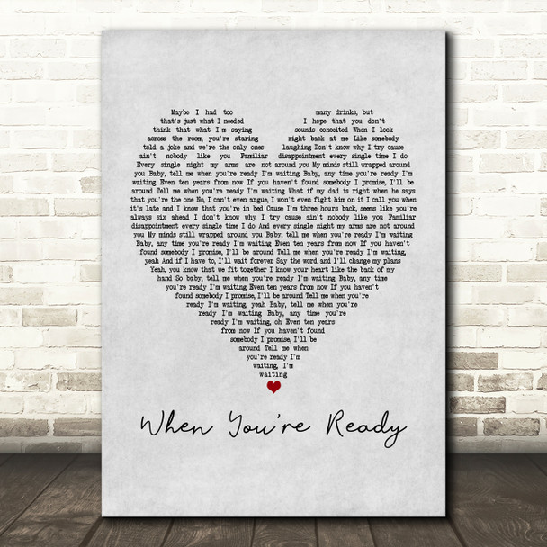 Shawn Mendes When You're Ready Grey Heart Song Lyric Music Print