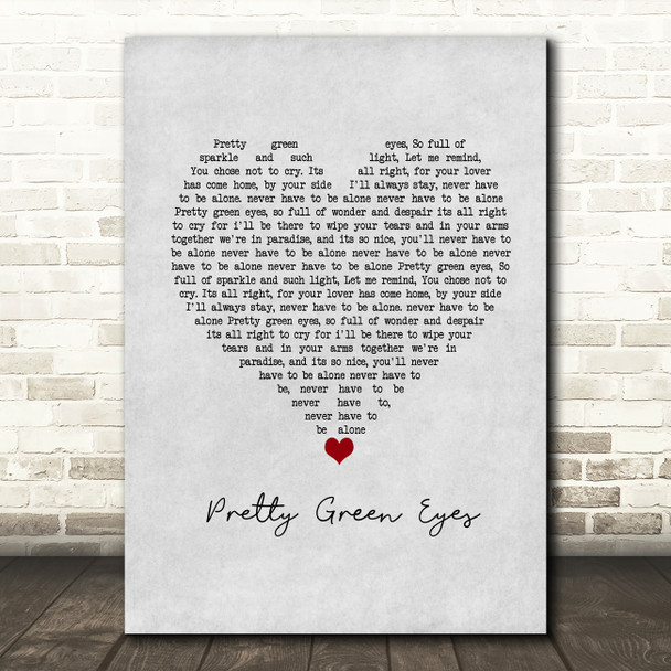 Ultrabeat Pretty Green Eyes Grey Heart Song Lyric Music Print