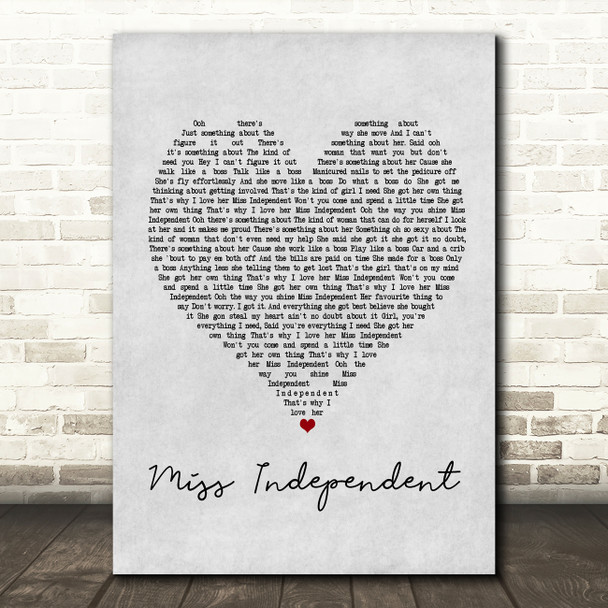 Ne-Yo Miss Independent Grey Heart Song Lyric Music Print