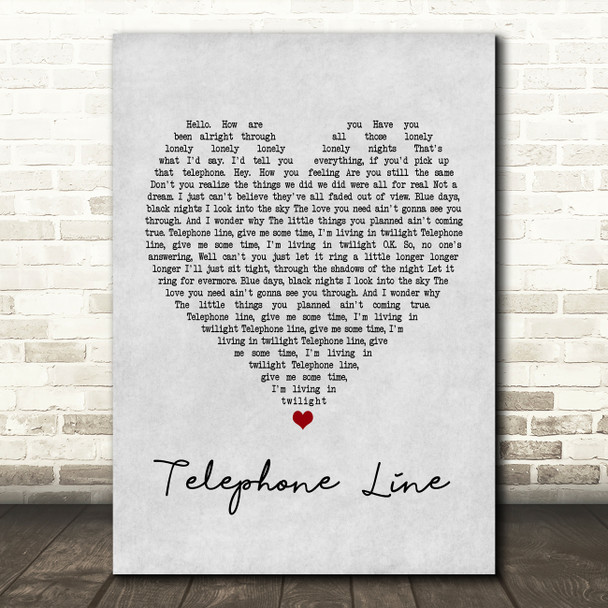 Electric Light Orchestra Telephone Line Grey Heart Song Lyric Music Print