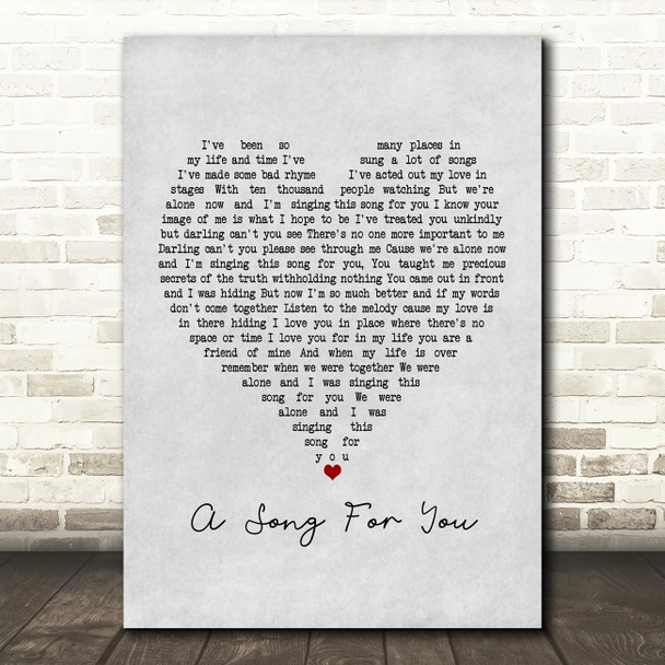 The Carpenters A Song For You Grey Heart Song Lyric Music Print