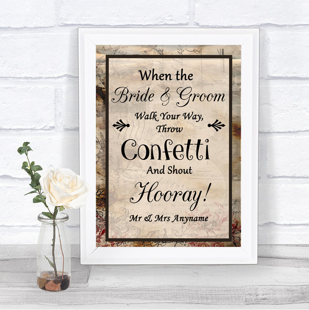 Vintage Confetti Personalized Wedding Sign