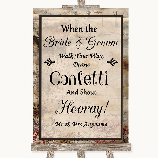 Vintage Confetti Personalized Wedding Sign