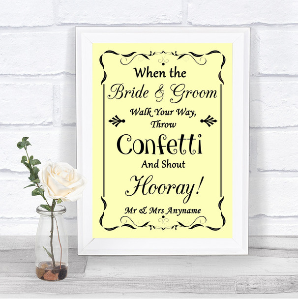 Yellow Confetti Personalized Wedding Sign