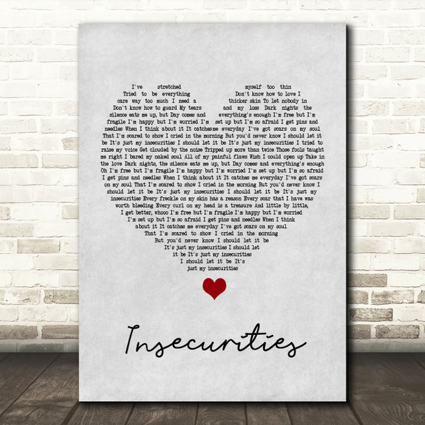 Jess Glynne Insecurities Grey Heart Song Lyric Music Print