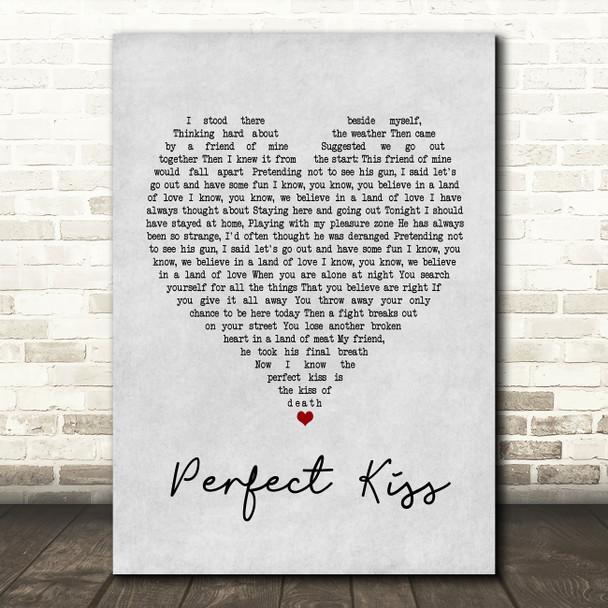 New Order Perfect Kiss Grey Heart Song Lyric Music Print