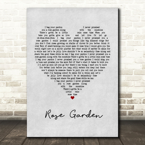 Lynn Anderson Rose Garden Grey Heart Song Lyric Music Print