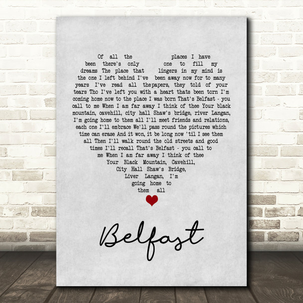 Barnbrack Belfast Grey Heart Song Lyric Music Print