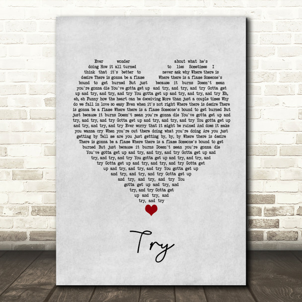 Pink Try Grey Heart Song Lyric Music Print