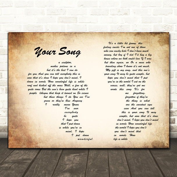 Elton John Your Song Man Lady Couple Song Lyric Music Print