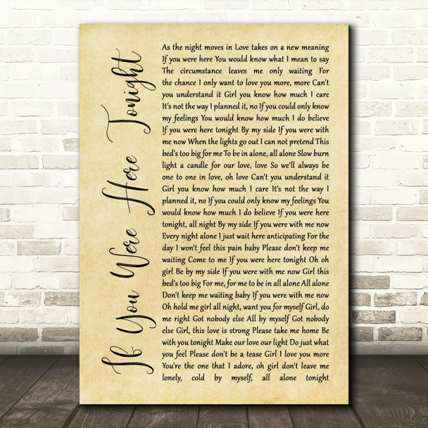 Alexander O'Neal If You Were Here Tonight Rustic Script Song Lyric Music Print