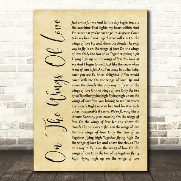 Jeffrey Osborne On The Wings Of Love Rustic Script Song Lyric Music Print