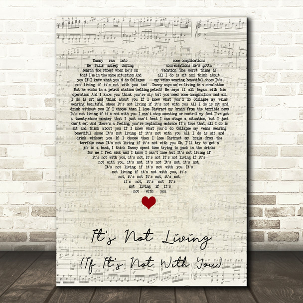 The 1975 It's Not Living (If It's Not With You) Script Heart Song Lyric Music Print