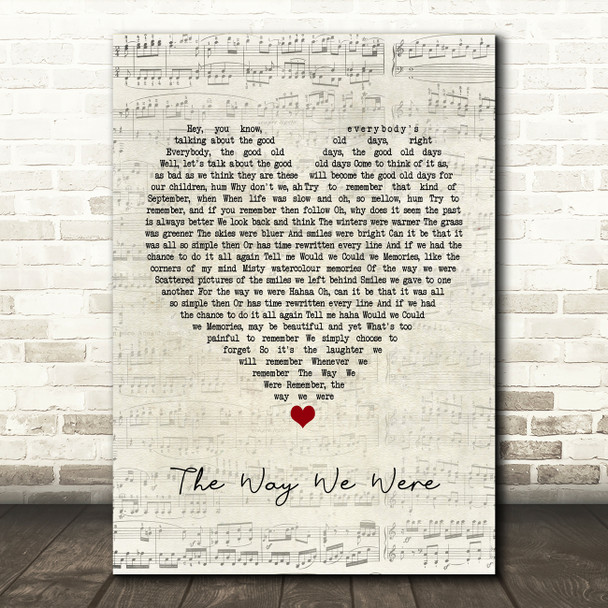 Gladys Knight The Way We Were -Try To Remember Script Heart Song Lyric Music Print