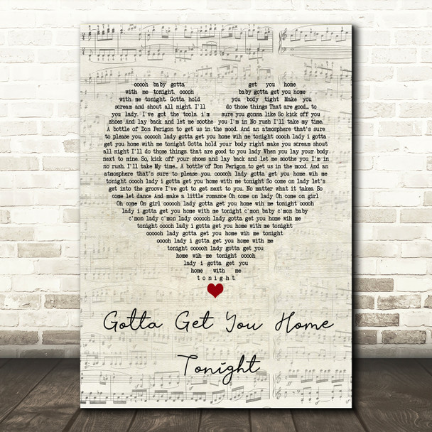 Eugene Wilde Gotta Get You Home Tonight Script Heart Song Lyric Music Print