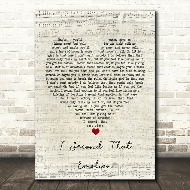 Japan I Second That Emotion Script Heart Song Lyric Music Print