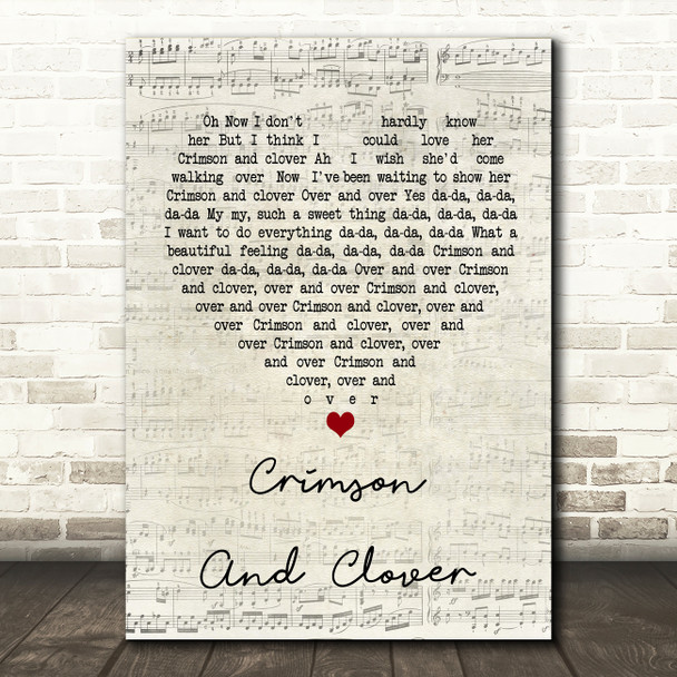 Tommy James And The Shondells Crimson And Clover Script Heart Song Lyric Music Print