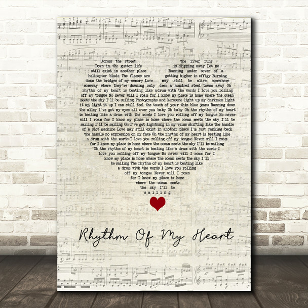 Rod Stewart Rhythm Of My Heart Script Heart Song Lyric Music Print