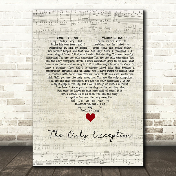 Paramore The Only Exception Script Heart Song Lyric Music Print