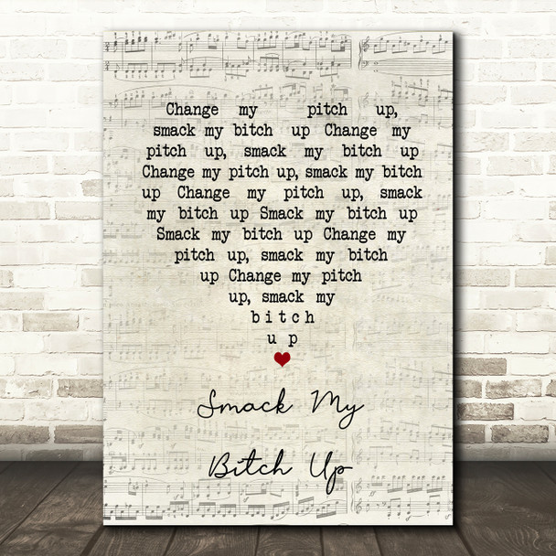 The Prodigy Smack My Bitch Up Script Heart Song Lyric Music Print