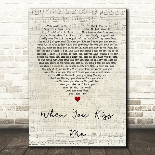 Shania Twain When You Kiss Me Script Heart Song Lyric Music Print