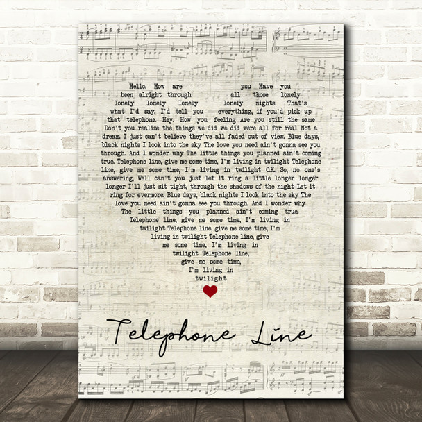 Electric Light Orchestra Telephone Line Script Heart Song Lyric Music Print