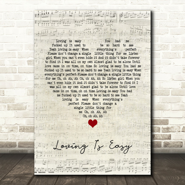 Rex Orange County Loving Is Easy Script Heart Song Lyric Music Print