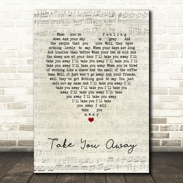 Angus & Julia Stone Take You Away Script Heart Song Lyric Music Print