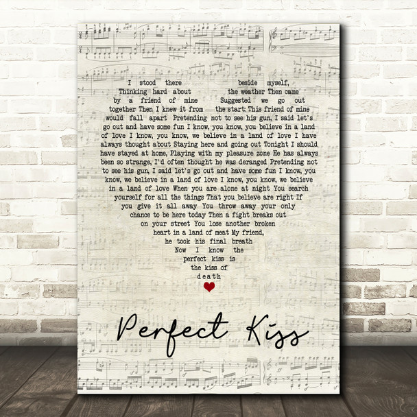 New Order Perfect Kiss Script Heart Song Lyric Music Print
