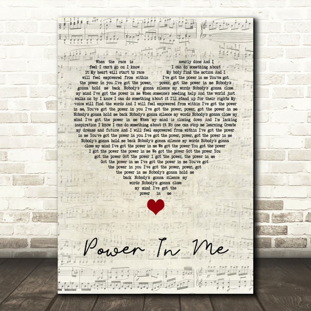 Rebecca Lawrence Power In Me Script Heart Song Lyric Music Print