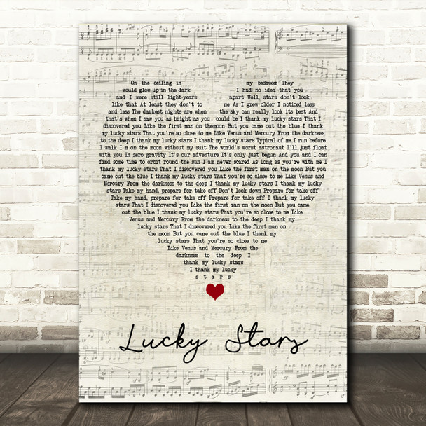 Lucy Spraggan Lucky Stars Script Heart Song Lyric Music Print