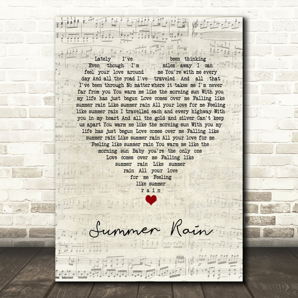 Whitesnake Summer Rain Script Heart Song Lyric Music Print