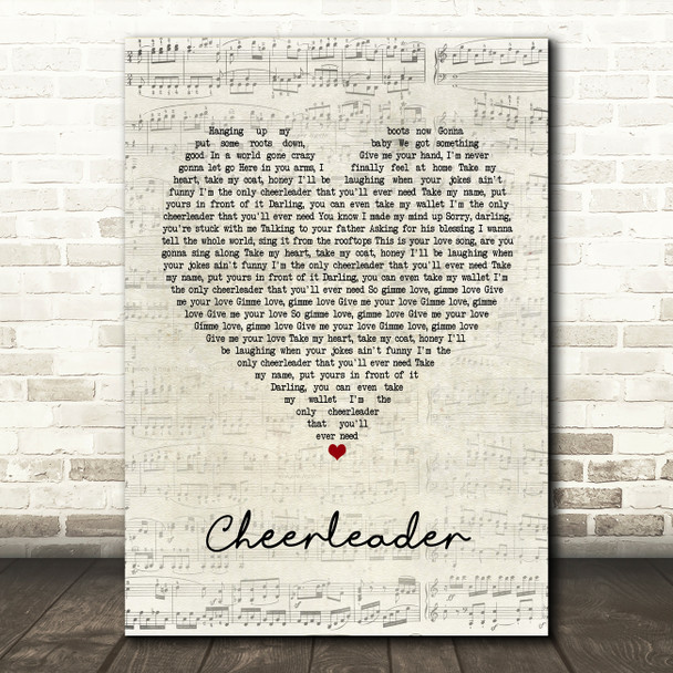 JP Cooper Cheerleader Script Heart Song Lyric Music Print