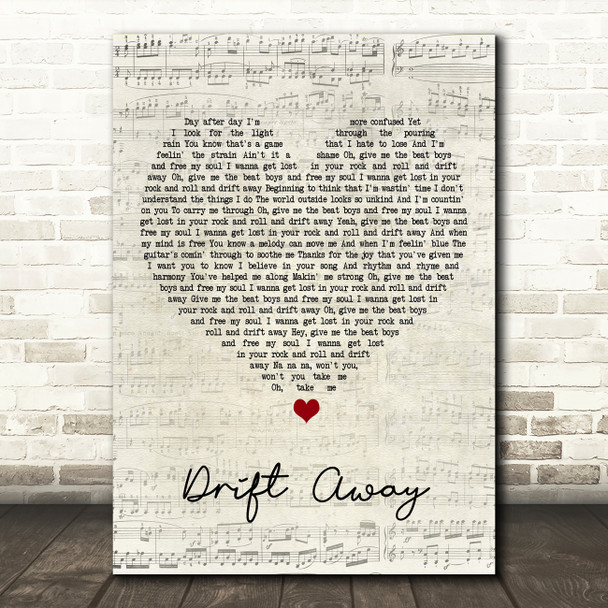 Dobie Gray Drift Away Script Heart Song Lyric Music Print Dobie Gray Drift Away Script Heart Song Lyric Music Print
